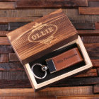 Boîte cadeau avec Porte - clé en cuir Brown clair