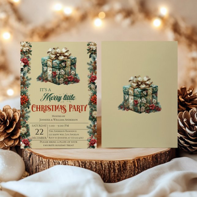 Boîte cadeau vintage Noël Fête Invitation (Créateur téléchargé)