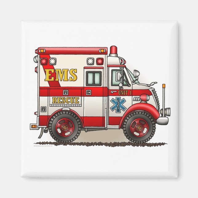 Boîte Camion Ambulance Carré Magnet (Devant)
