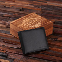 Boîte Etched & Black Script Porte-monnaie en cuir