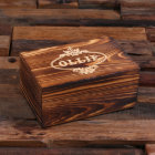 Boîte gravée avec Clip et Cravate Carré bleue