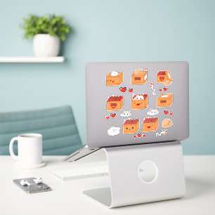 Boîte Kawaii de cœurs et autocollant vinyle de cha