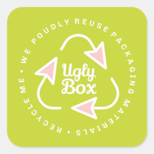 Boîte moche Sticker Recyclé emballage chaux et ros