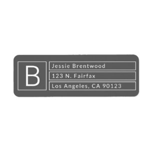 Boîte moderne Monogramme Gris et blanc Adresse de 