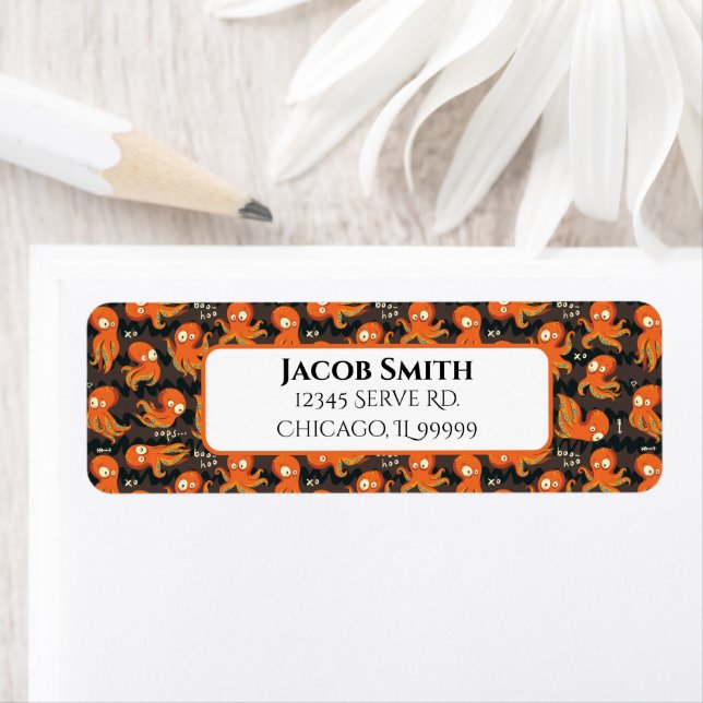 Boite Octopus Cute Orange Black Kids Adresse de re (En situation)