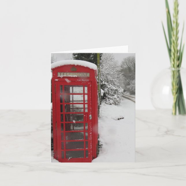 Boîte téléphonique dans une carte de neige blanche (Devant)