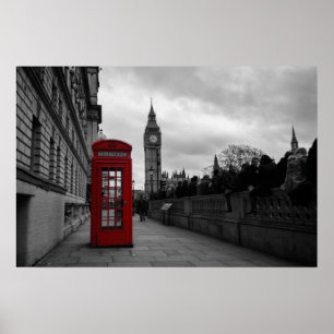 Boîte téléphonique rouge à Londres impression d'af