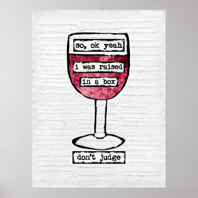 Boîte Vin Verre Poster Art Imprimer - Vin drôle (Devant)