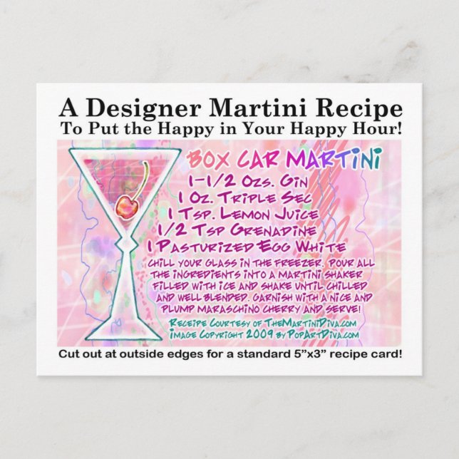Boîte voiture Martini Recette Carte postale (Devant)
