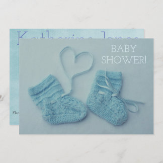 Boites bébé bleu, douche photo invitation