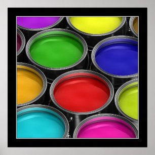 Boîtes colorées de peinture - affiche