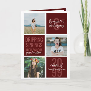 Boîtes de 4 Photo Maroon Graduation Invitation