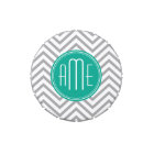 Turquoise vert et gris Chevron Motif et Monogramme