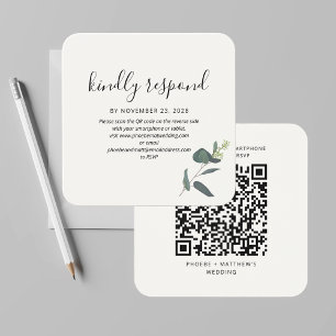 Boîtier de Mariage RSVP moderne QR Code vert