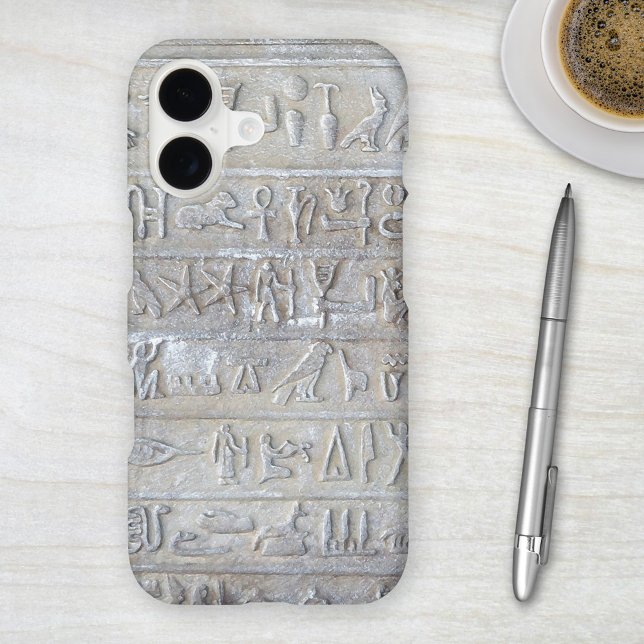 Boîtier de téléphone de script égyptien antique (Phone case featuring an antique Egyptian hieroglyphics script design in grey and chalk colors)