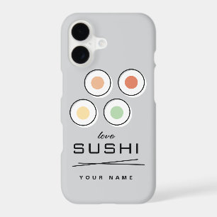 Boîtier d'iPhone amateur de sushi avec nom et coul
