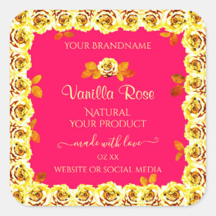 Boîtier Floral Rose Étiquette Roses Jaunes