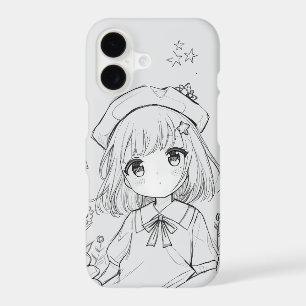 Boîtier gris pour iPhone 17 avec design de fille K