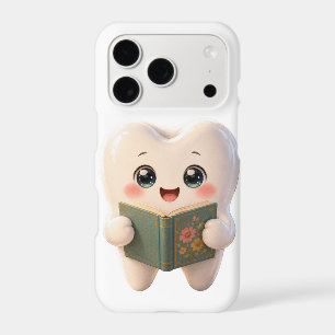 Boîtier iPhone Cute Tooth lisant un livre Kawaii D
