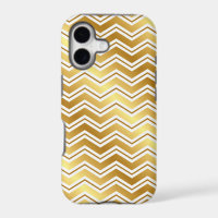 Boîtier iPhone élégant chevron zig zag or