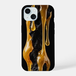 Boîtier iPhone en or et roche volcanique noire