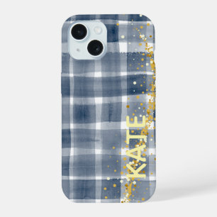 Boîtier iPhone esthétique personnalisé à carreaux 