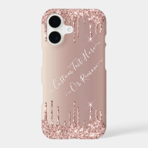 Boîtier iPhone paillettes Or Rose avec Texte perso
