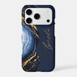 "Boîtier iPhone personnalisé Marbre Bleu Nuit Or"