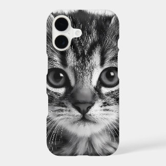 Boîtier iPhone visage de chaton tabby gris mignon