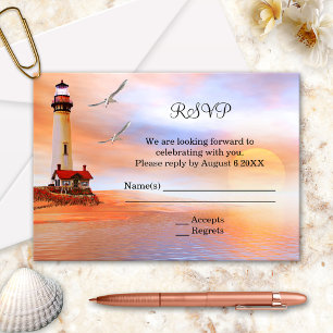 Boîtier Mariage du phare de plage Invitation RSVP