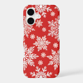 Boîtier rouge pour iPhone 17 avec motif de flocon 