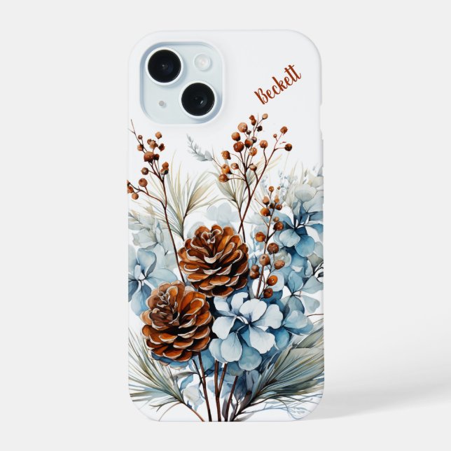 Boîtier téléphonique floral d'hiver personnalisé (Verso)