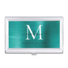 Monogramme métallique brossé Turquoise moderne