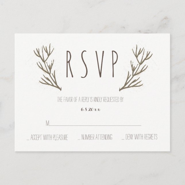 Boitiers rustiques couronne mariage rsvp cartes po (Devant)