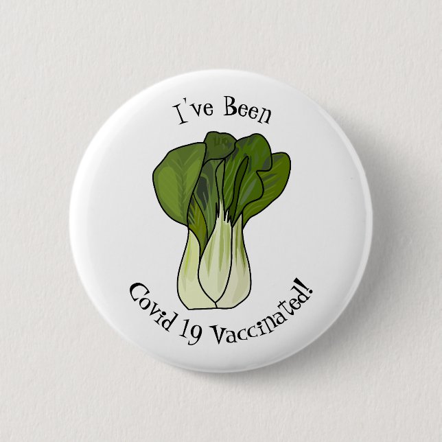 Bok choy cartoon illustration 2 inch round button (Front)