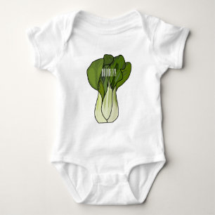Bok choy cartoon illustration  baby bodysuit