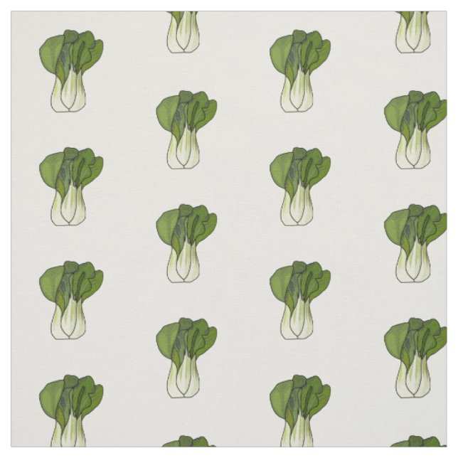 Bok choy cartoon illustration fabric (Swatch)