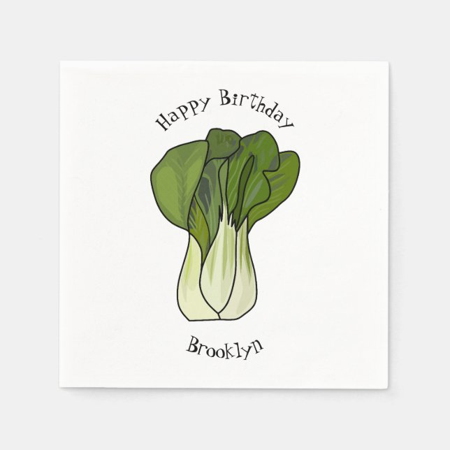 Bok choy cartoon illustration napkin (Front)