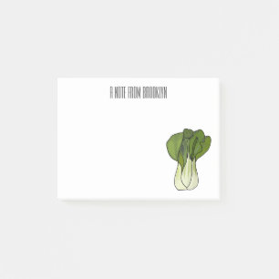 Bok choy cartoon illustration  post-it notes
