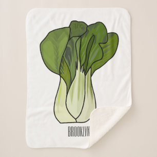 Bok choy cartoon illustration sherpa blanket