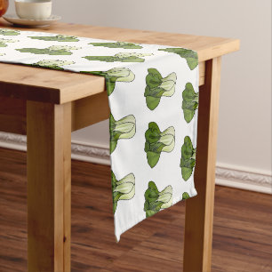 Bok choy cartoon illustration short table runner