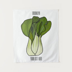 Bok choy cartoon illustration tapestry