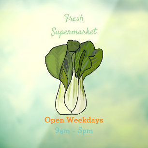 Bok choy cartoon illustration window cling