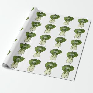 Bok choy cartoon illustration wrapping paper