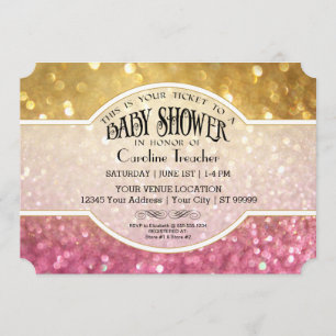 Bokeh Baby Movie Premier Ticket Style Pink Sparkle Invitation