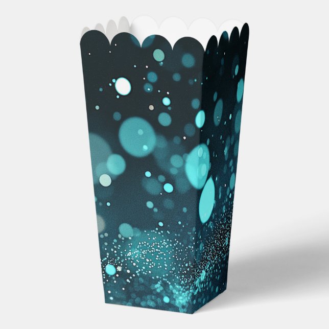 Bokeh Blizzard Background - Teal Favor Box (Back)