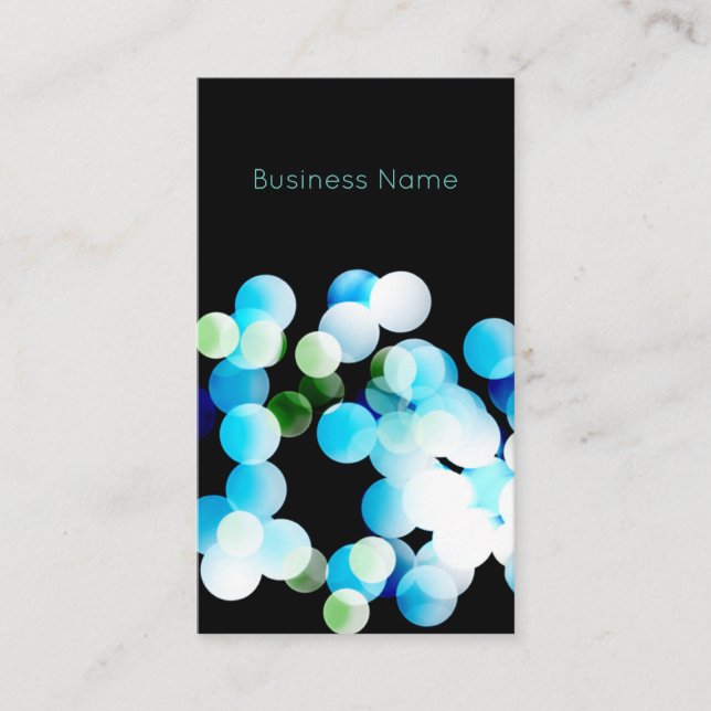 Bokeh Blue Elegant Modern Business Card (Front)