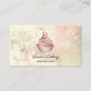 Bokeh Cakes & Sweets Cupcake Home Bakery Business Card