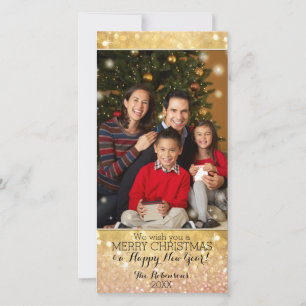 Bokeh Christmas Family Photograph Sparkle Shimmer Holiday Card