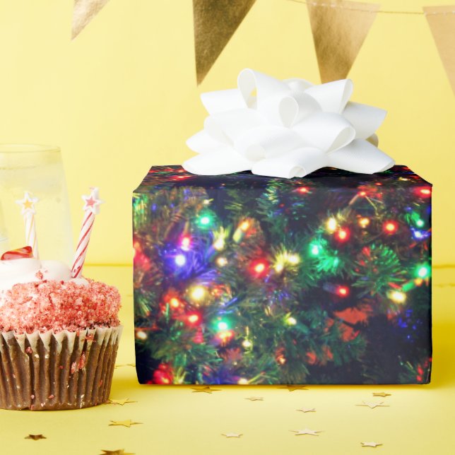 Bokeh Christmas Lights Blurry Shimmer Lens Flare Wrapping Paper (Birthday Party)